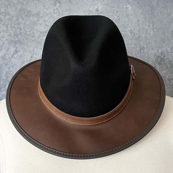 American Hat Makers Summit Felt/Leather Fedora, LG, 7-3/8